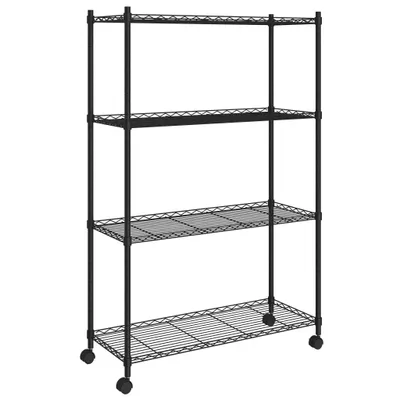 Produktbild von Lagerregal mit 4 Böden und Rollen 90x35x142 cm Schwarz 200 kg
