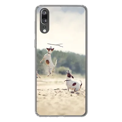 Produktbild von MuchoWow® Handyhülle Schutzhülle Hülle für Huawei P20 Hund - Zweig - Sand Silikon Softcase Handy Hülle - Hardcover