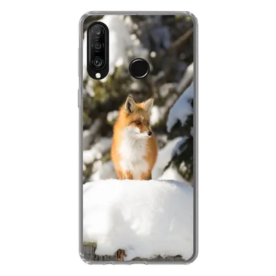 Produktbild von MuchoWow® Handyhülle Schutzhülle Hülle für Huawei P30 Lite Fuchs - Schnee - Baum Silikon Softcase Handy Hülle - Handyhülle
