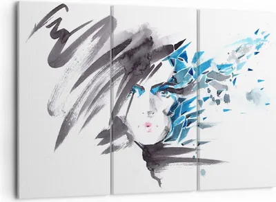 Produktbild von Bild auf Leinwand - Leinwandbild - Frau Gesicht Illustration Make-up - 105x70cm - Wand Bild - Wanddeko - Leinwanddruck - Bilder - Kunstdruck - Leinwand bilder - Wandkunst - CE105x70-3020