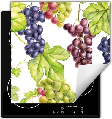 Produktbild von DarHaus Herdabdeckplatte 60x52 cm Anti Rutsch Matte Aufrollbar, Weintrauben