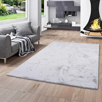 Produktbild von Luxus Super Soft Fellteppich Plush Hellgrau, Größe:180x250 cm