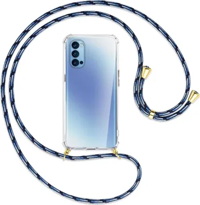 Produktbild von Handykette Backcover-Schutzhülle mit Band (Metall goldfarben) für Oppo Reno5 4G/5G - Blautöne