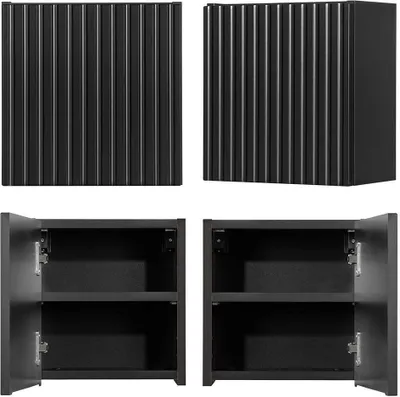 Image de Armoire suspendue 'Skelbolu' avec une porte rainurée 30 x 30 x 19 cm Noir