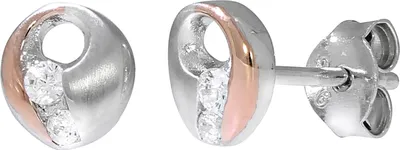 Produktbild von Ohrstecker 925/- Sterling Silber teilvergoldet 0,7 cm Zirkonia