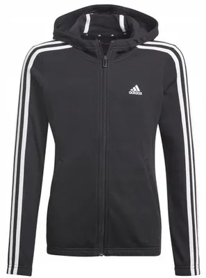 Immagine prodotto di Adidas - Felpa con cappuccio "Essentials" con zip integrale per bambine PP538 (134) (Nero)