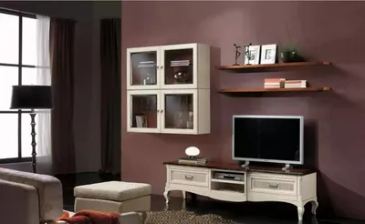 Zdjęcie produktu dla Lowboard rtv szafki ścienne salon meble drewniane półki ścienne zestaw 7 szt.