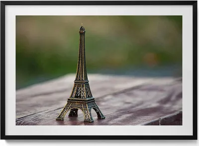 Produktbild von Eiffelturm-Souvenir– Wandbild mit Rahmen – Gerahmtes Bild  – Wanddekoration – 100x70 cm –  Schwarz Rahmen