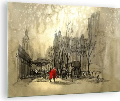 Produktbild von Bilder auf glas - Stadt Frau Geliebte - 70x50cm - Glasbilder - Wandbilder - Kunstdruck - zum Aufhängen bereit - Wanddekoration aus Glas - Glas Bilder - Wandbild auf Glas - Einteilig - GAA70x50-3190