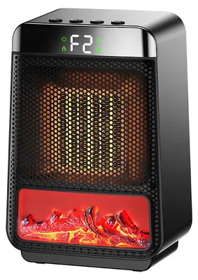 Produktbild von ZELURXX PTC Heizlüfter mit Flammeneffekt, 800/1200 W, Keramikheizung, Timer, ECO-Funktion, Kippschutz