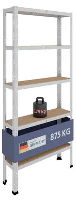 Productafbeelding van Stellingkast metaal - Verzinkt - 180 x 80 x 23 cm - 175 kg per plank