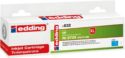 Produktbild von Edding EDD-632 Druckerpatrone, cyan kompatibel zu HP 973X (F6T81AE), Cyan, 110 ml, 1 Stück(e), 8500 Seiten, Einzelpackung