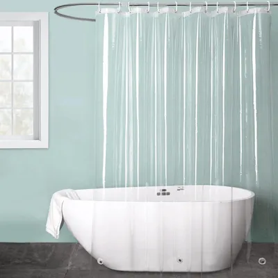 Produktbild von Transparenter Duschvorhang 180 x 200 cm mit 12 Ringen, PEVA-Duschvorhang, wasserdicht, schimmelresistent, mit Magnet im Saum, Badvorhang für Badewanne und Badezimmer