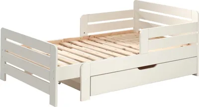 Image de Lit d'enfant en blanc extensible avec tiroir de lit 140/ 160/ 200 cm