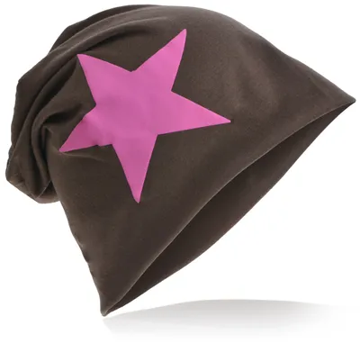 Produktbild von Beanie Muetze Pink Stern Graubraun