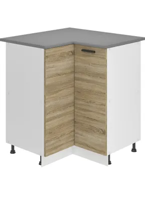 Produktbild von Belini Unterschrank Küche, Küchenunterschrank 90 cm Breite. SNP Küchenunterschrank mit Arbeitsplatte. Eckschrank Küche mit 1 Tür, Sonoma-Eiche