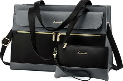 Produktbild von LOVEVOOK Laptop Handtasche Damen Groß 15,6 Zoll Elegant Grau