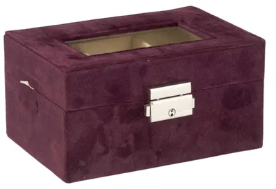 Produktbild von GIFTDECOR Uhrenkoffer Uhrenbox Schaukasten Uhrenkasten für 3 Uhren burgunderrot 11x8x16 cm
