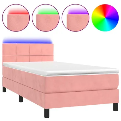 Produktbild von vidaXL Boxspringbett mit Matratze & LED Rosa 90x200 cm Samt