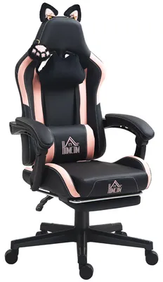 Productafbeelding van HOMCOM Gaming Stoel: Ergonomische gamingstoel met lendensteun en voetsteun