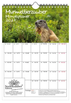 Produktbild von Murmeltierzauber Planer DIN A4 Kalender für 2027 Murmeltier - Seelenzauber