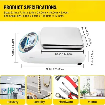 Produktbild von Digitale Küchenwaage – Präzisionswaage – 5000 g x 0,01 g – Laboranalysenwaage – LCD-Display