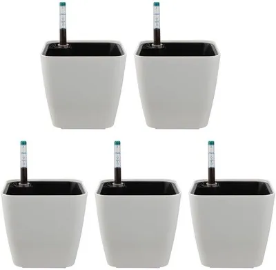 Produktbild von Famanu Selbstbewässernder Blumentopf - Weiß - 14 cm - 5 Stück