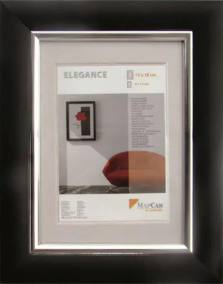 Produktbild von Kunststoff Bilderrahmen Elegance schwarz-metallic-silber, 61 x 91,5 cm
