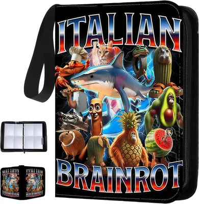 Produktbild von Italian Steal a Brainrot Sammelkarten Album, Brainrots Sammelalbum mit Griff, Sammelkartenalben für 400 Brainrot Karten,Wasserdichtes Kunstleder Karten