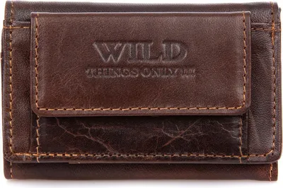 Produktbild von WILD Things Only Herren Geldbörse Echtleder Klein Druckknopf Münzfach Dunkelbraun