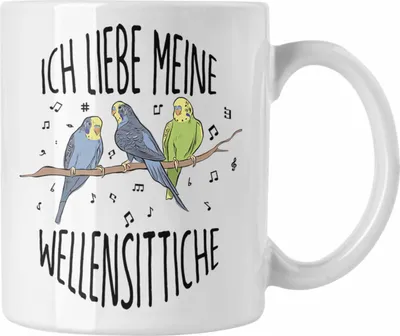 Produktbild von Trendation - Lustige Wellensittich-Tasse Geschenk für Wellensittich-Besitzer Ich Liebe Meine Wellensittiche (Weiß)
