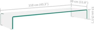 vidaXL TV-Tisch/Bildschirmerhöhung Glas Transparent 110x30x13 cm