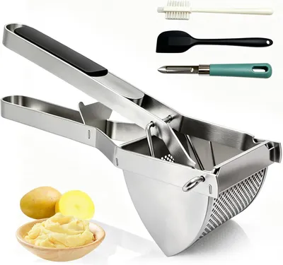 Productafbeelding van Aardappelpers - 650 ml - Roestvrij staal - Vaatwasserbestendig - Antislip - Ergonomische Greep