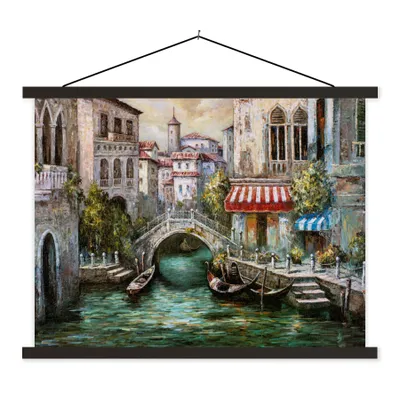 Produktbild von MuchoWow® Textilposter Gemälde - Öl - Wasser - Graben - Italien 40x30 cm mit schwarzem Rahmen - Dekorationen