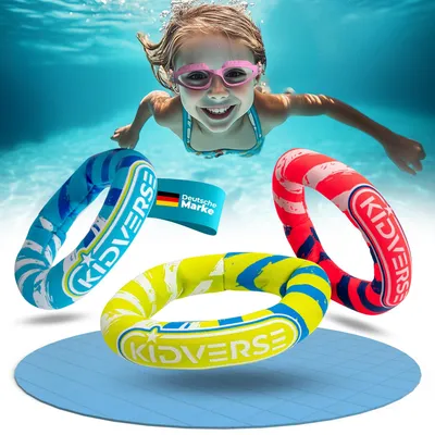 Produktbild von KIDVERSE Tauchringe für Kinder ab 6 Jahren - Tauchring Wasserspielzeug Kinder - Neopren Tauchringe mit Sandfüllung - Sicheres Tauchspielzeug - Buntes Schwimmbad Spielzeug zum Tauchen Lernen