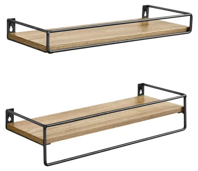 Zdjęcie produktu dla Zestaw 2 półek wiszących loft 40 cm sonoma czarne wsporniki