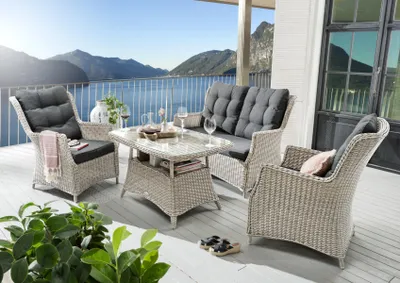 Produktbild von Destiny Loungeset CASA 2 Sessel, Sofa, Tisch 120x77x66cm, vintage weiß