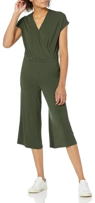 Productafbeelding van A. Essentials: Dames zomeroverall met wikkeleffect, korte mouwen, wijde pijpen, maat D