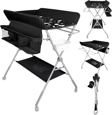 Obrázek produktu pro Dětská přebalovací stolička - Černá - Nastavitelná výška - 80 x 58 x 90 cm