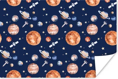 Produktbild von MuchoWow® Poster Muster - Weltraum - Planeten - Jungen - Mädchen - Kinder - Kinder 60x40 cm - Schlafzimmerdekoration