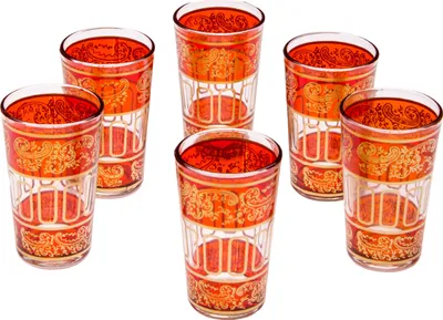 Image de 6x Verre à thé oriental Lamia Orange - SET de 6 pièces