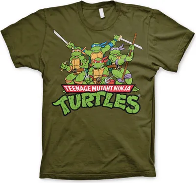 Produktbild von Turtles Distressed Group T-shirt - Medium - Olive