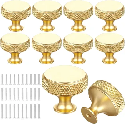 Image de Boutons de meuble de 30 mm, lot de 10, en alliage d'aluminium, couleur or, pour armoire de cuisine