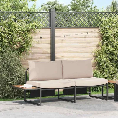 Produktbild von "im " Garten-Sofa mit Kissen/Terrassen-Sofa - Taupe 200,5x70x85,5 cm Stahl - Loungesofa CC18943