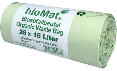 Productafbeelding van bioMAT BBH-20-26: bioMAT biologisch afbreekbare afvalzak, 20 liter, groen