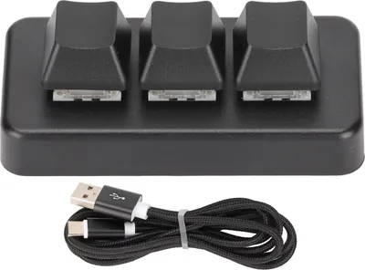 Obrázok produktu pre klávesnica s 3 tlačidlami, podsvietené klávesy RGB, rozhranie USB, mini, mechanická, programovateľná, plug-and-play makro pre počítač, čierna