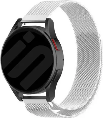 Produktbild von Strap-it Milanese Armband - Kompatibel mit Samsung Galaxy Watch Armband 42mm Edelstahl Armband mit Magnetverschluss - Ersatzarmband - Hochwertiges Material - für Smartwatch 20mm Armband Silber