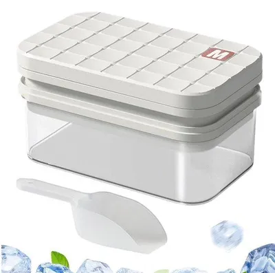 Zdjęcie produktu dla Forma do kostek lodu z pokrywką - 56 kostek - zawiera łopatkę