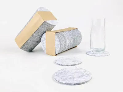 Produktbild von Untersetzer FILZ, rund, D 10 cm, hellgrau meliert, gesteift, Packung mit 50 Stück