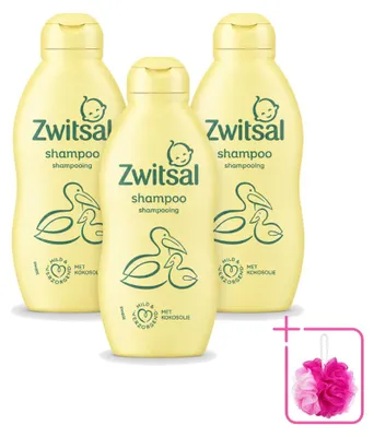 Imagen del producto de 3 champús suaves para bebés Zwitsal, nutritivos, de 200 ml cada uno, pack ahorro de 3 unidades